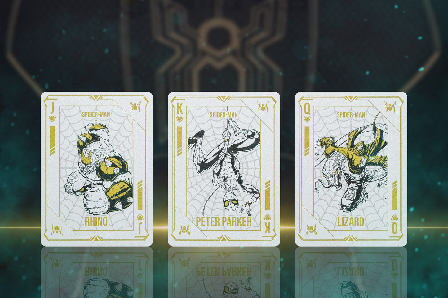 Spider Man Playing Cards - PVC Black & Gold Playing Cards by Card Mafia