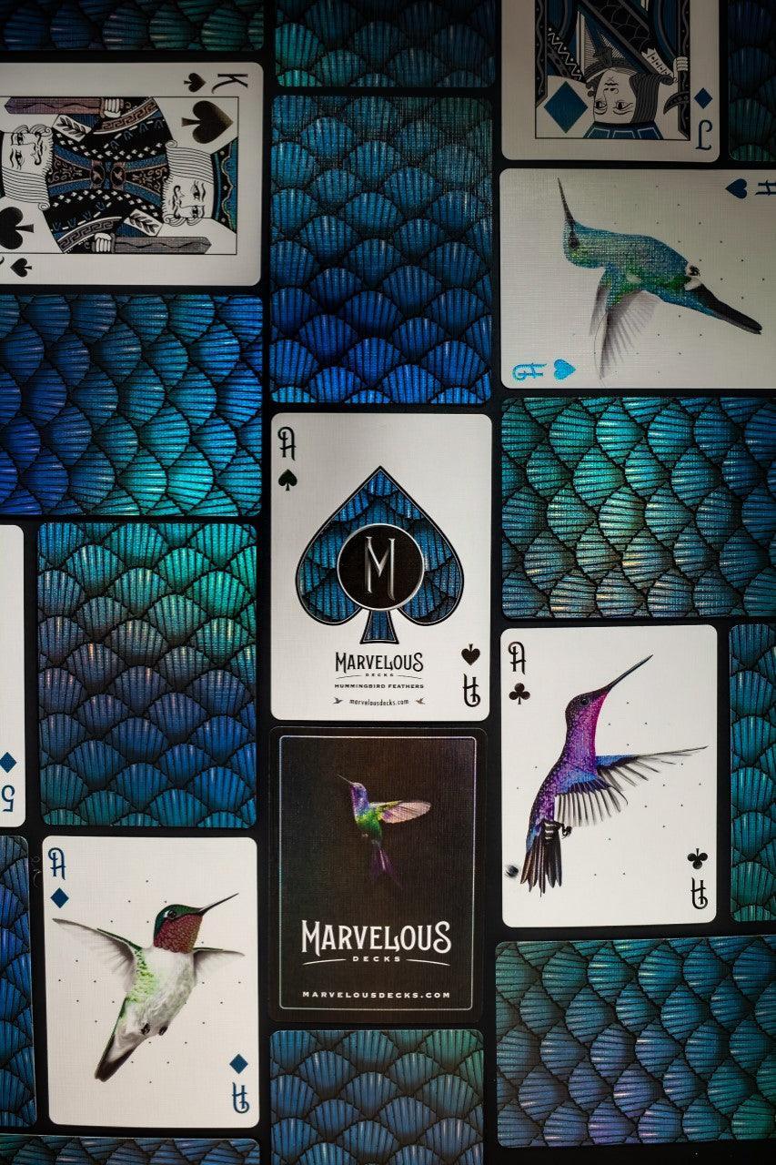 Marvelous Hummingbird Feathers Playing Cards Blue Playing Cards by Marvelous Decks Playing Cards